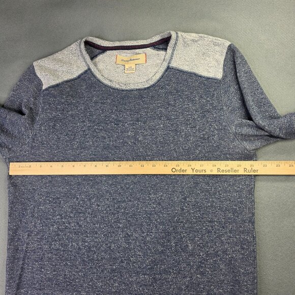 Tommy Bahama Sweater Mens Large Blue Heather Crewneck Pullover Knit Marlin Logo - Picture 7 of 11